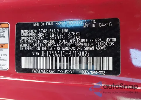 2015 Scion Fr-S из США, поврежденный, VIN JF1ZNAA10F8713065